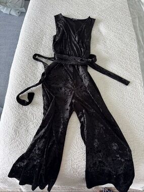 Black Velvet Wrap Jumpsuit
